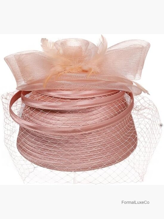 Vintage Feather Mesh Fascinator Hat Pillbox Style for Church Derby Weddings